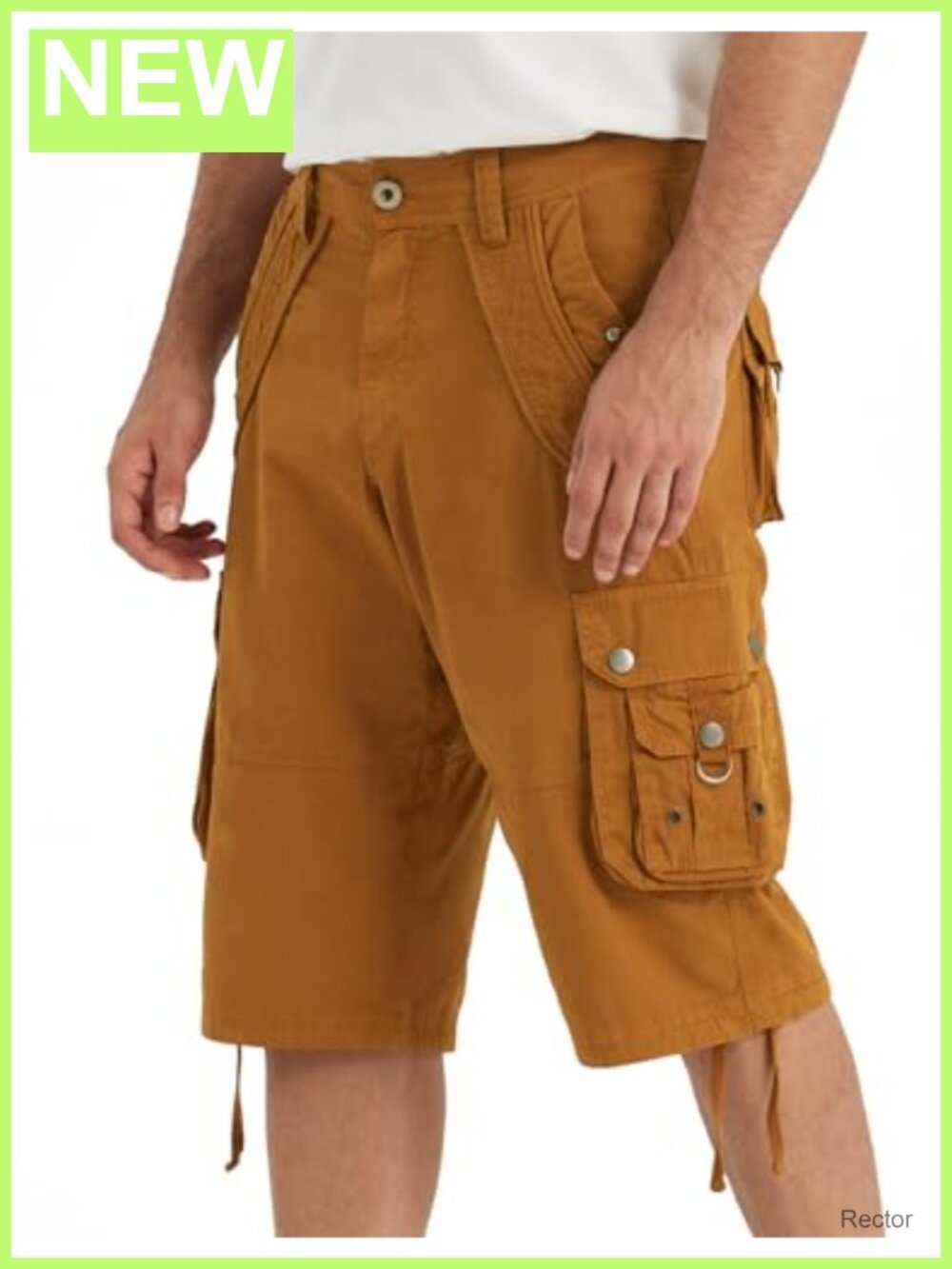 Men's Cargo Shorts 8 Pockets Cotton Twill Below Knee Loose Fit